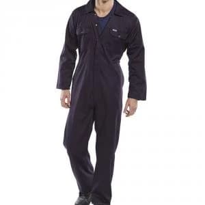 Image of Coverall Basic Large with Popper Front Opening PolyCotton Navy