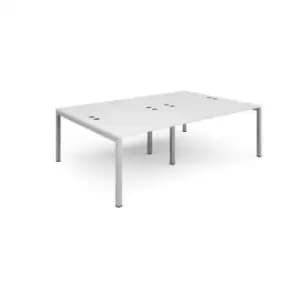 Image of Bench Desk 4 Person Rectangular Desks 2400mm White Tops With Silver Frames 1600mm Depth Connex
