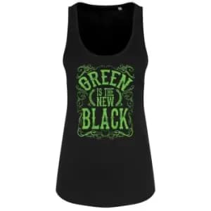 Image of Grindstore Womens/Ladies Green Is The New Black Tank Top (L) (Black/Green)