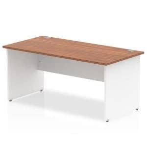 Image of Trexus Desk Rectangle Panel End 1600x800mm Walnut Top White Panels Ref