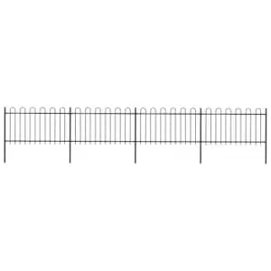 Image of Vidaxl Garden Fence With Hoop Top Steel 6.8X1 M Black