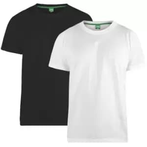 Image of Duke Mens Fenton Kingsize D555 Round Neck T-Shirts (Pack Of 2) (3XL) (Black/White)