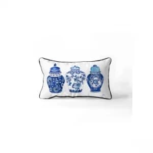 Image of YST0285 Dark Blue Blue White Cushion