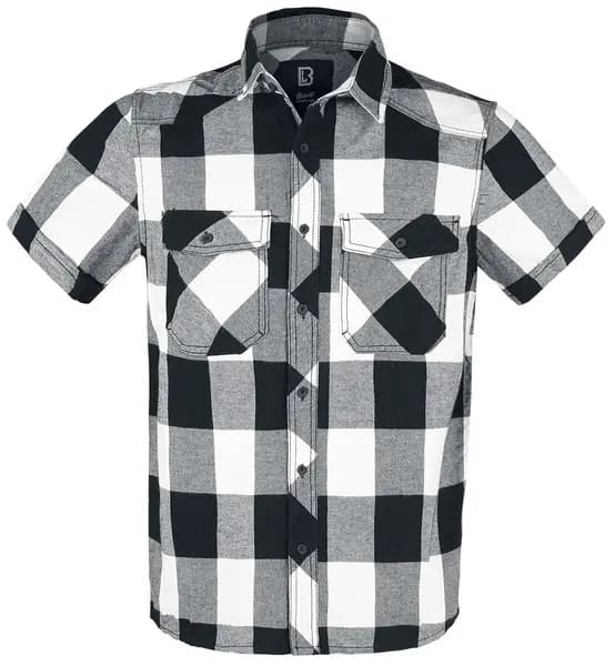 Image of Brandit Half-Sleeve Checked Shirt Short-sleeved Shirt white Black 3XL Men