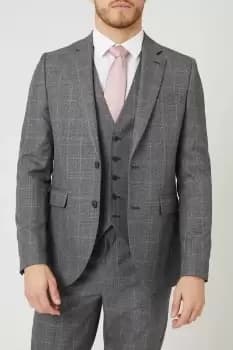 Image of Mens Slim Fit Charcoal Herringbone Suit Jacket