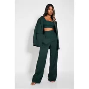 Image of I Saw It First Woven Wide Leg Tailored Trousers - Green