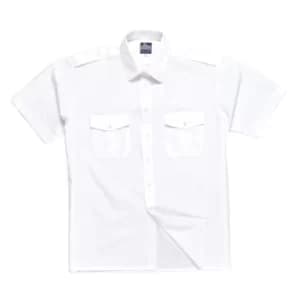Image of Portwest Mens Short Sleeve Pilot Shirt White Size 16.5
