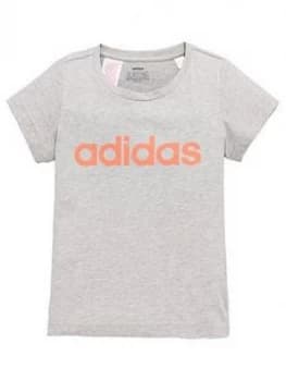 Image of Adidas Youth Girls Essentials Linear T-Shirt - Grey