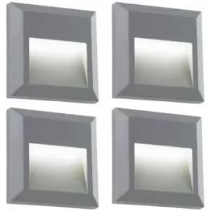 Image of 4 PACK Square IP65 Guide Light - Indirect 1.1W Warm White LED - Gray ABS