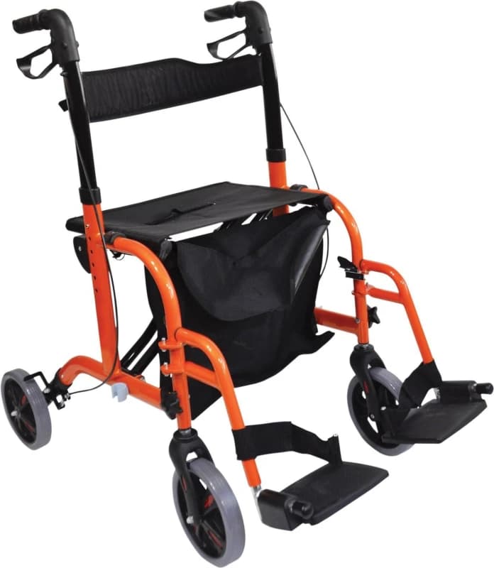 Image of Aidapt Duo Rollator And Transit Chair Orange Orange