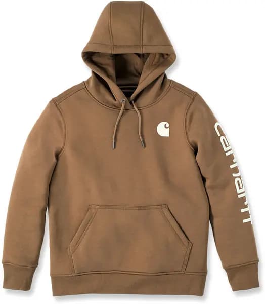 Image of Carhartt Clarksburg Logo Ladies Hoodie, brown, Size S for Women
