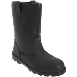 Image of Grafters Mens Leather Safety Rigger Treaded Sole Toe Cap Boots (14 UK) (Black) - Black