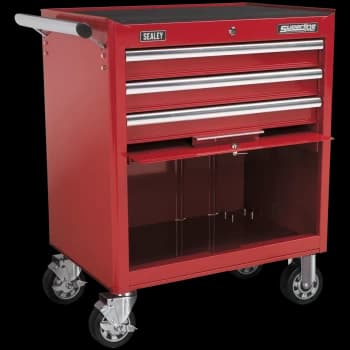Image of Sealey Superline Pro 3 Drawer Heavy Duty Roller Cabinet Red