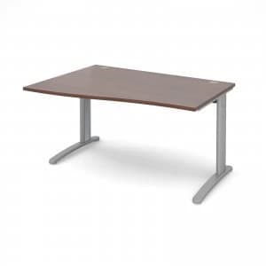Image of TR10 Left Hand Wave Desk 1400mm - Silver Frame Walnut Top