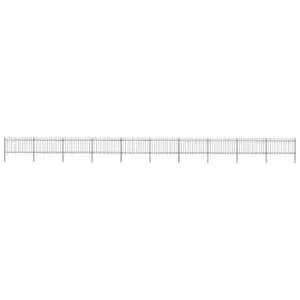 Image of Vidaxl Garden Fence With Hoop Top Steel 17X1 M Black