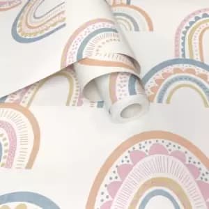 Image of Holden Decor Boho Rainbow Orange/Pink/Blue Wallpaper