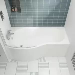 Image of Nuie B-Shaped Shower Bath with Front Panel and Screen 1700mm x 735mm/900mm - Left Handed