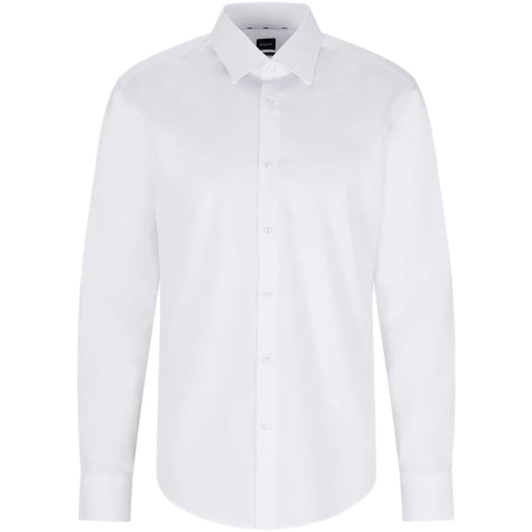 Image of Boss Mens H Joe Kent Long Sleeve Oxford Shirt White male 15.75L in