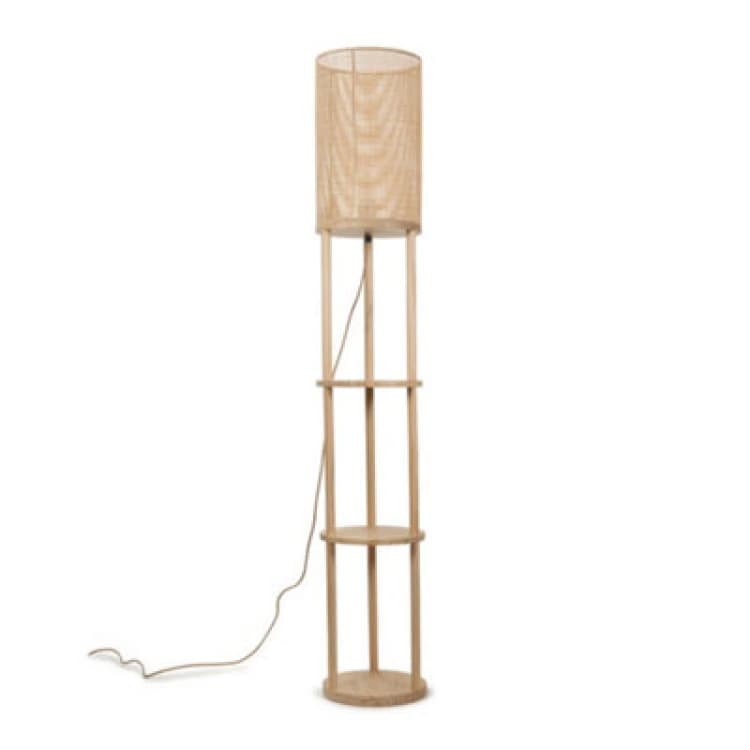 Image of Wooden 3 Tier Shelf Floor Lamp