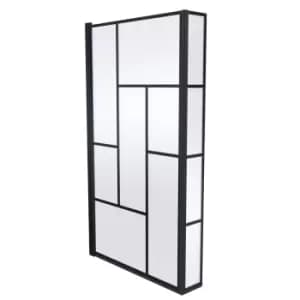 Image of Nuie Abstract L Shaped Bath Screen - Matt Black