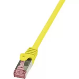 Image of LogiLink CQ2017S RJ45 Network cable, patch cable CAT 6 S/FTP 25.00cm Yellow Flame-retardant, incl. detent