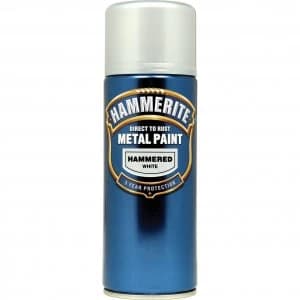 Image of Hammerite Hammered Finish Metal Paint Aerosol White 400ml