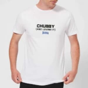 Image of Plain Lazy Chubby and Loving It Mens T-Shirt - White - L