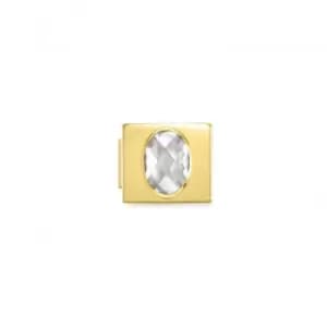 Image of Classic Glam Cubic Zirconia Gold White Link Charm 230606/01