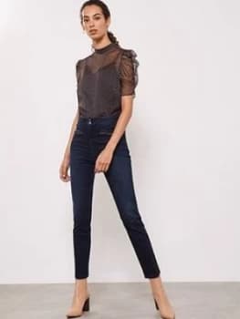 Image of Mint Velvet Ohio Sculpt Zip Jeggings - Dark Indigo, Dark Indigo, Size 10, Women