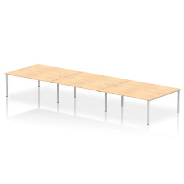 Image of Impulse Impulse Bench B2B 6 Person 1800 Silver Frame Office Bench Desk Maple IMB6P18MPES