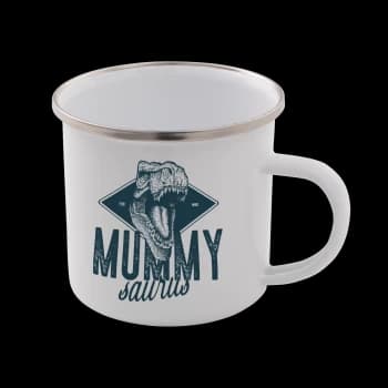 Image of Mummy Saurus Enamel Mug - White