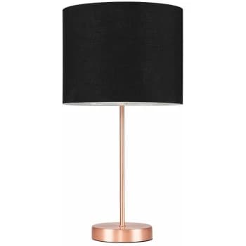 Image of Copper Table Lamp Fabric Lampshades - Black