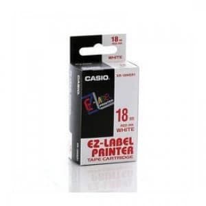 Image of Casio XR-18WER Red on White Tape