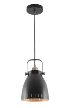 Image of Medium Ceiling Dome Pendant, 1 x E27, Matt Black, Antique Brass, Khaki