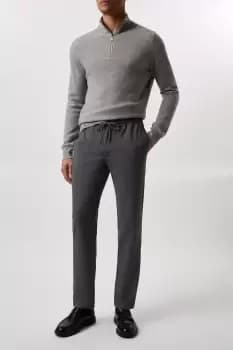 Image of Mens Slim Fit Grey Drawstring Trousers