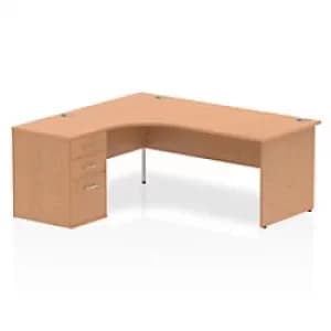 Image of Dynamic Wave Left Hand Office Desk Oak MFC Panel End Leg Oak Colour Frame Impulse 2230/1200 x 800/600 x 730mm