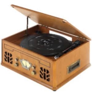 Image of Itek Retro Antique Vintage Music System (Cassette, CD, Radio & Turntable) - Wood