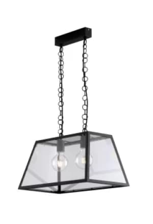 Image of Lexington Bar Lantern Ceiling Pendant, Black, Transparent, E27