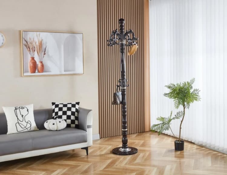 Image of Modernique Modernique Lovella Thick Metal Tube Stand Tube Coat Rack with Heavy Sturday Marble Base in Brown Brown One Size Unisex 5061017321934