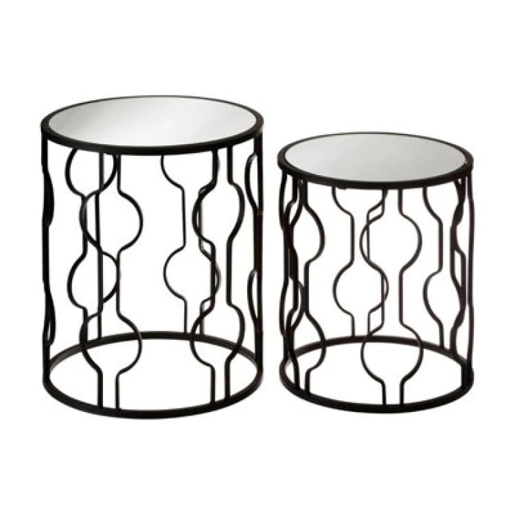 Image of Premier Housewares Avantis Set Of 2 Table With Undulating Frames Black