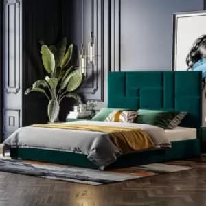 Image of Conmo Bed King Plush Velvet Green