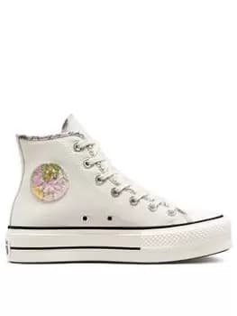 Image of Converse All Star Lift Canvas Hi-Tops - Off-White/Pink, Off White/Pink, Size 3, Women