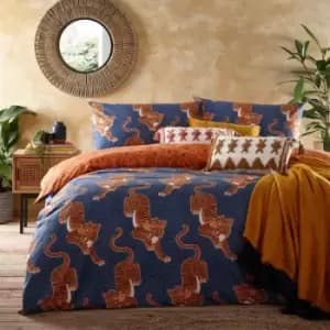 Image of Furn. Tibetan Tiger Single Duvet Cover Set Cotton Blue