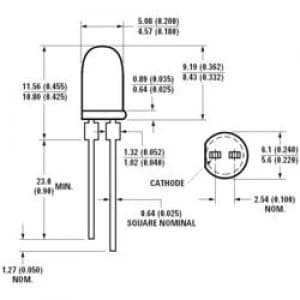 Image of LED wired Red Circular 5mm 125 mcd 24