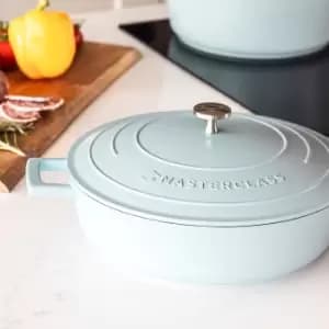Image of MasterClass Cast Aluminium 28cm Shallow Casserole Dish, 4L Baby Blue
