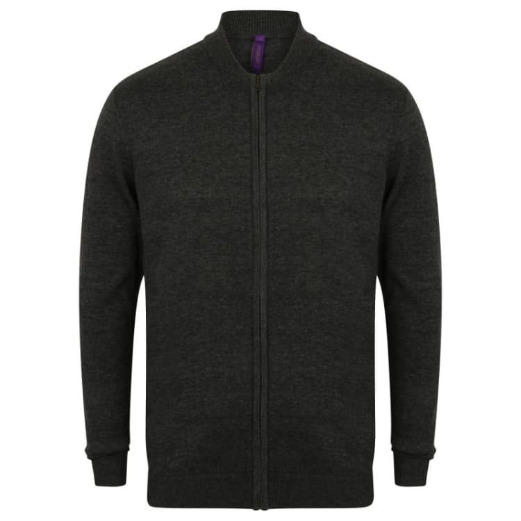 Image of Henbury Mens Knitted Bomber Jacket in Grey Size: XS Grey Male XS