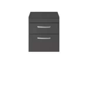 Image of Nuie Athena 500 Wall Hung 2-drawer Vanity & Worktop - Gloss Grey
