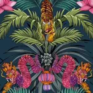 Image of Belgravia Decor Wilson Tiger Blue Wallpaper