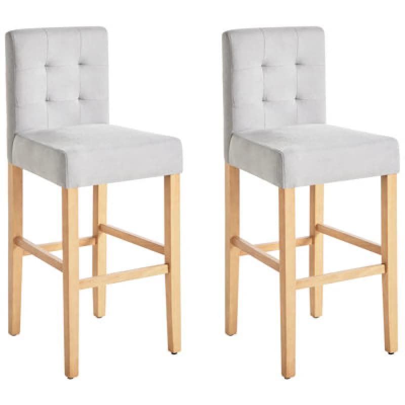Image of Beliani Set Of 2 Bar Chairs Madison Grey