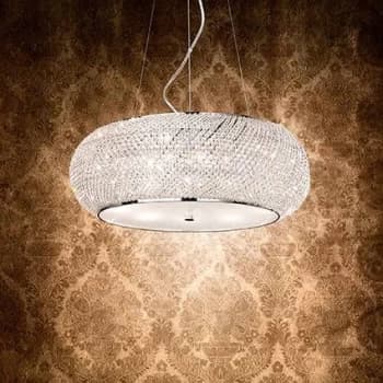 Image of Pasha' 10 Light Ceiling Pendant Chrome with Crystals, E14
